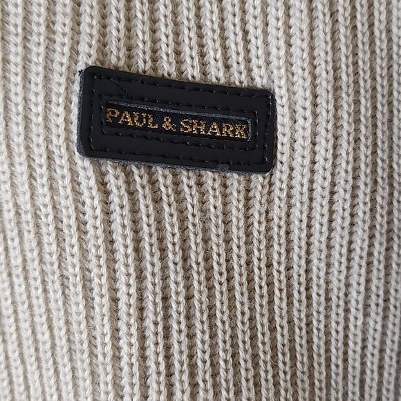 Paul & Shark Men's Zip Front Sweater Academia Grandpa Jacket Tan Size M - Picture 8 of 16